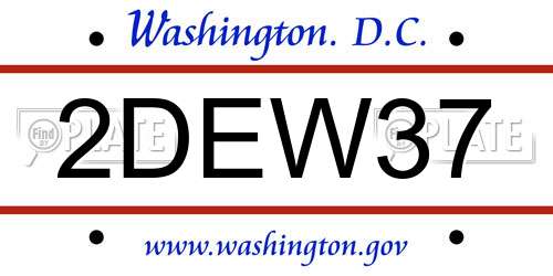 2DEW37 District Of Columbia License Plate