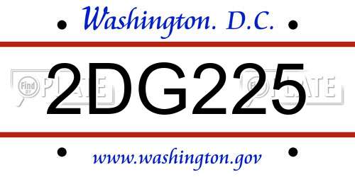 2DG225 District Of Columbia License Plate