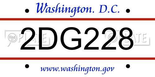2DG228 District Of Columbia License Plate
