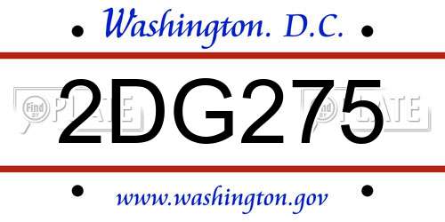 2DG275 District Of Columbia License Plate