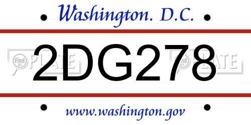 2DG278 District Of Columbia License Plate