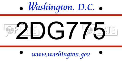 2DG775 District Of Columbia License Plate