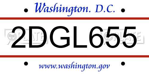 2DGL655 District Of Columbia License Plate