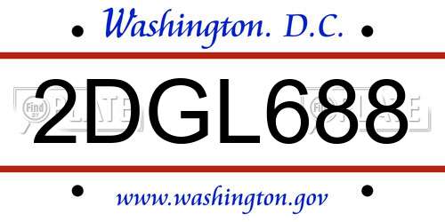 2DGL688 District Of Columbia License Plate