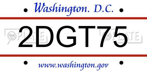 2DGT75 District Of Columbia License Plate