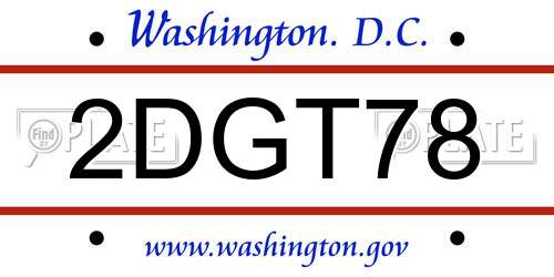 2DGT78 District Of Columbia License Plate