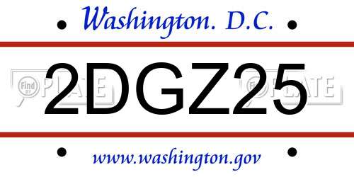 2DGZ25 District Of Columbia License Plate