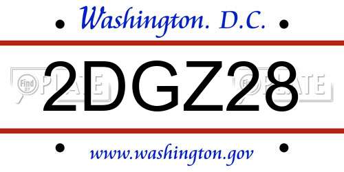 2DGZ28 District Of Columbia License Plate