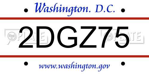 2DGZ75 District Of Columbia License Plate