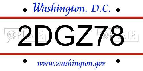 2DGZ78 District Of Columbia License Plate