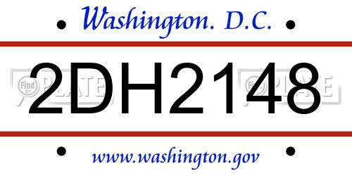 2DH2148 District Of Columbia License Plate