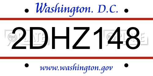 2DHZ148 District Of Columbia License Plate