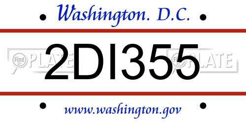 2DI355 District Of Columbia License Plate