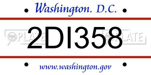 2DI358 District Of Columbia License Plate