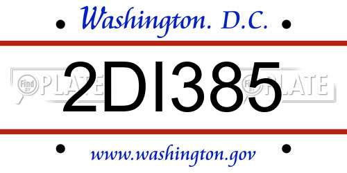2DI385 District Of Columbia License Plate