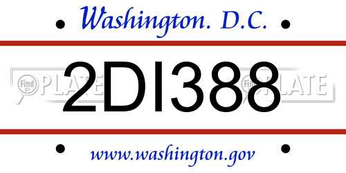 2DI388 District Of Columbia License Plate
