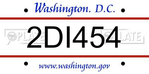 2DI454 District Of Columbia License Plate