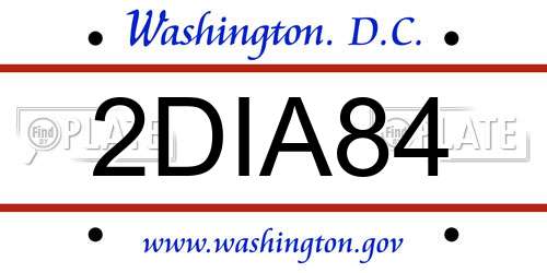 2DIA84 District Of Columbia License Plate