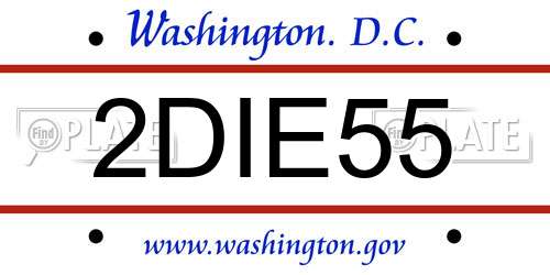 2DIE55 District Of Columbia License Plate