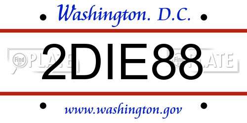 2DIE88 District Of Columbia License Plate