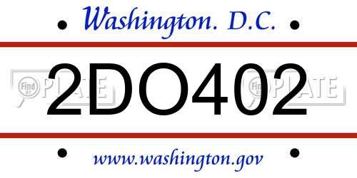 2DO402 District Of Columbia License Plate