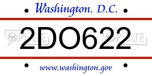 2DO622 District Of Columbia License Plate
