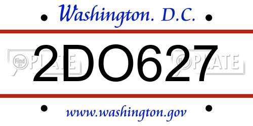 2DO627 District Of Columbia License Plate