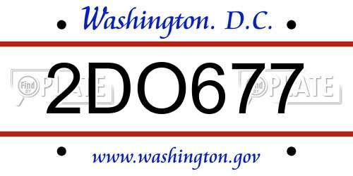 2DO677 District Of Columbia License Plate
