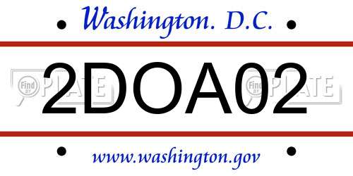 2DOA02 District Of Columbia License Plate