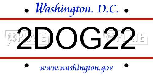 2DOG22 District Of Columbia License Plate
