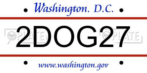 2DOG27 District Of Columbia License Plate