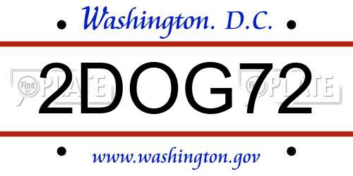 2DOG72 District Of Columbia License Plate