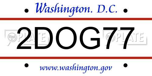 2DOG77 District Of Columbia License Plate
