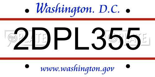 2DPL355 District Of Columbia License Plate