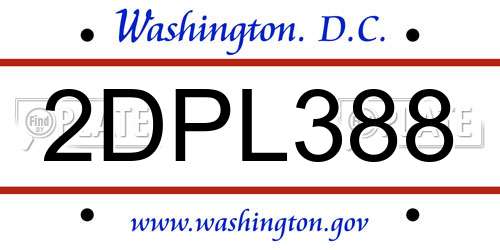 2DPL388 District Of Columbia License Plate