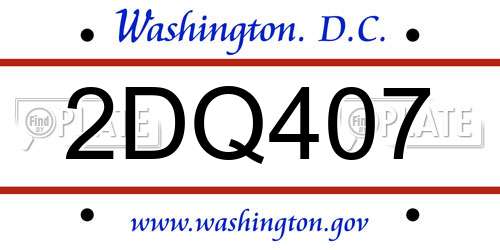 2DQ407 District Of Columbia License Plate