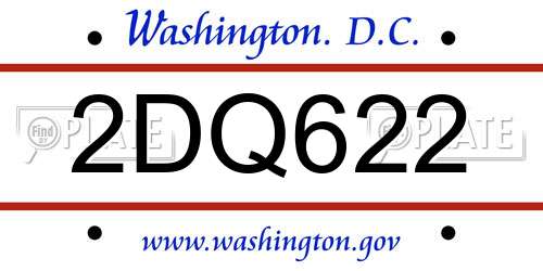 2DQ622 District Of Columbia License Plate