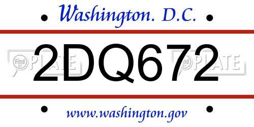 2DQ672 District Of Columbia License Plate