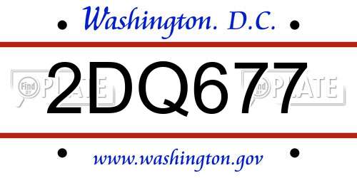 2DQ677 District Of Columbia License Plate