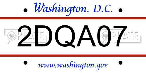 2DQA07 District Of Columbia License Plate