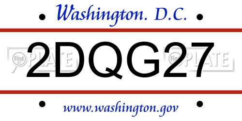 2DQG27 District Of Columbia License Plate