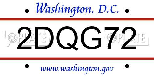2DQG72 District Of Columbia License Plate
