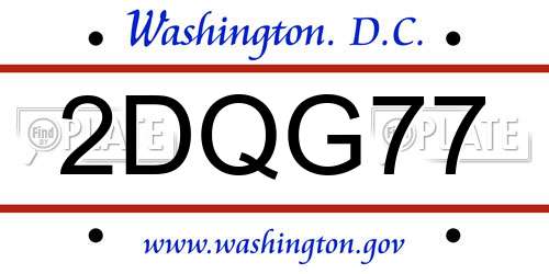 2DQG77 District Of Columbia License Plate