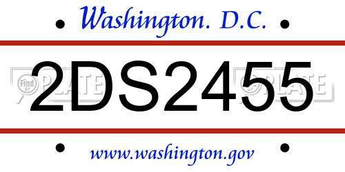 2DS2455 District Of Columbia License Plate