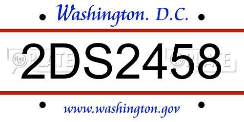 2DS2458 District Of Columbia License Plate