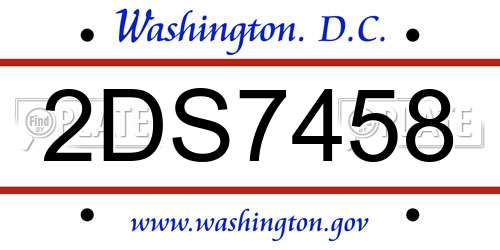 2DS7458 District Of Columbia License Plate