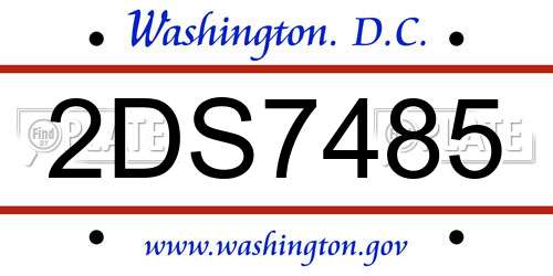2DS7485 District Of Columbia License Plate