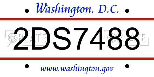 2DS7488 District Of Columbia License Plate