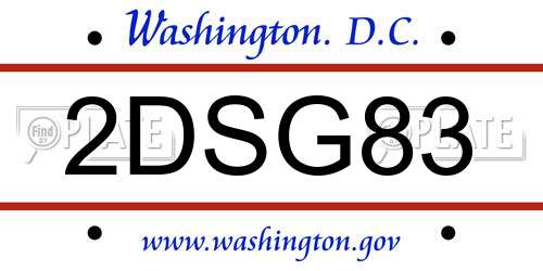 2DSG83 District Of Columbia License Plate