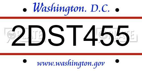 2DST455 District Of Columbia License Plate